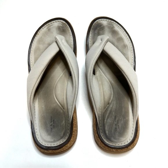 Rag & Bone Parque Thong Recycled Neoprene Flip Flop Sandals Off White Cork Sole - Picture 7 of 13